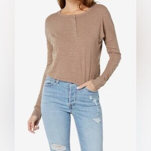 Bobi Cropped Henley Long Sleeve - NWT - Size M